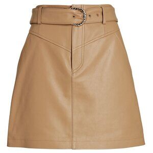 INTERMIX Beige Sloane Leather Mini Skirt